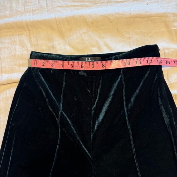 Lulus Green Velvet Pants High Rise Flare Size Small - Picture 9 of 14